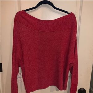 Red boatneck Free People sweater